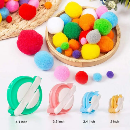 Pom-pom Maker 4 Sizes Pompom Maker Fluff Ball Weaver Needle DIY Craft Knitting Wool Tool Kit with Thread Cutter Scissors