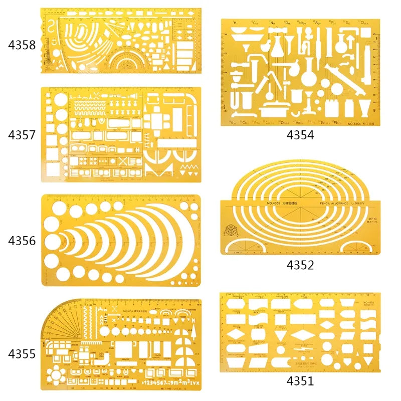 23 Styles Durable K Resin Stencil Measuring Tool