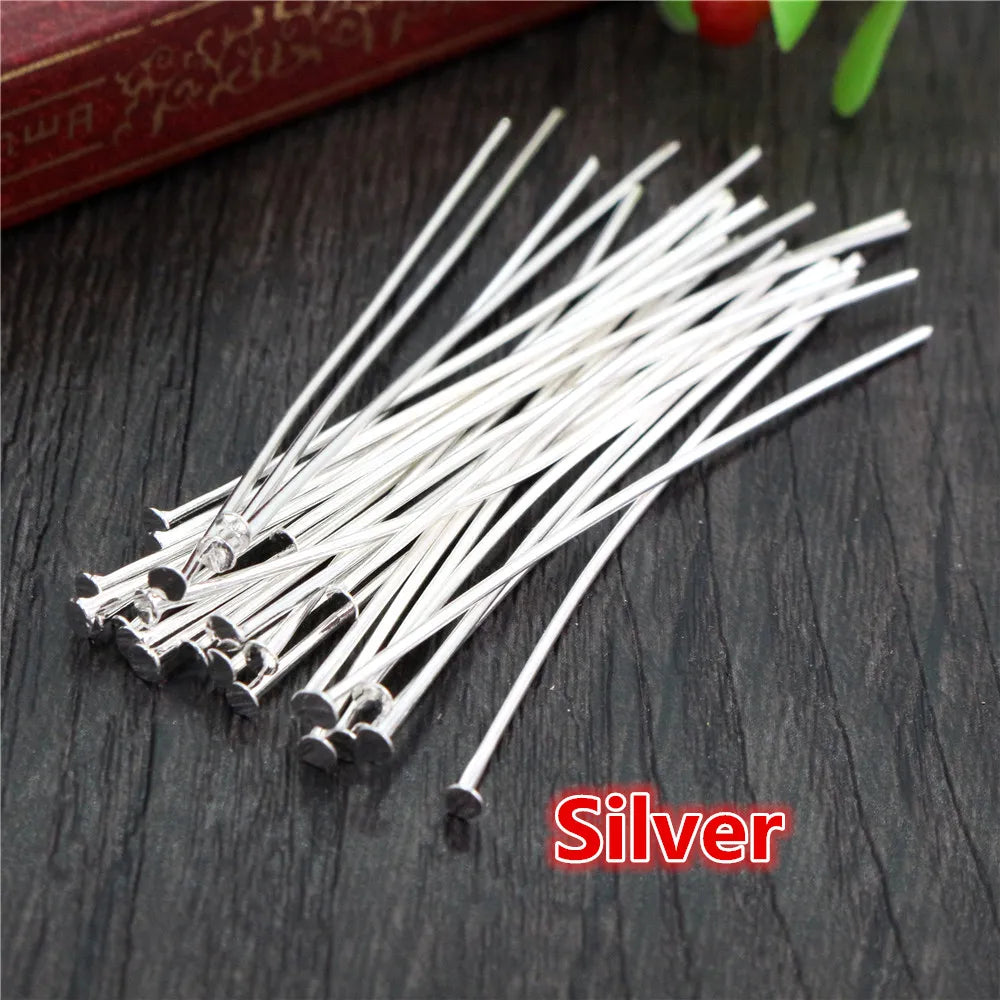 30/35mm 200pcs/Lot Flat Head/Ball Head/Eye Head Pins Metal Headpins For Jewelry Findings Making DIY Supplies