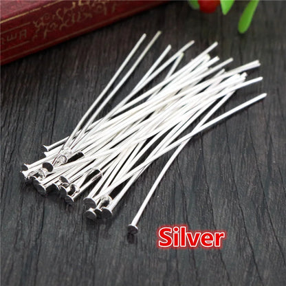 30/35mm 200pcs/Lot Flat Head/Ball Head/Eye Head Pins Metal Headpins For Jewelry Findings Making DIY Supplies