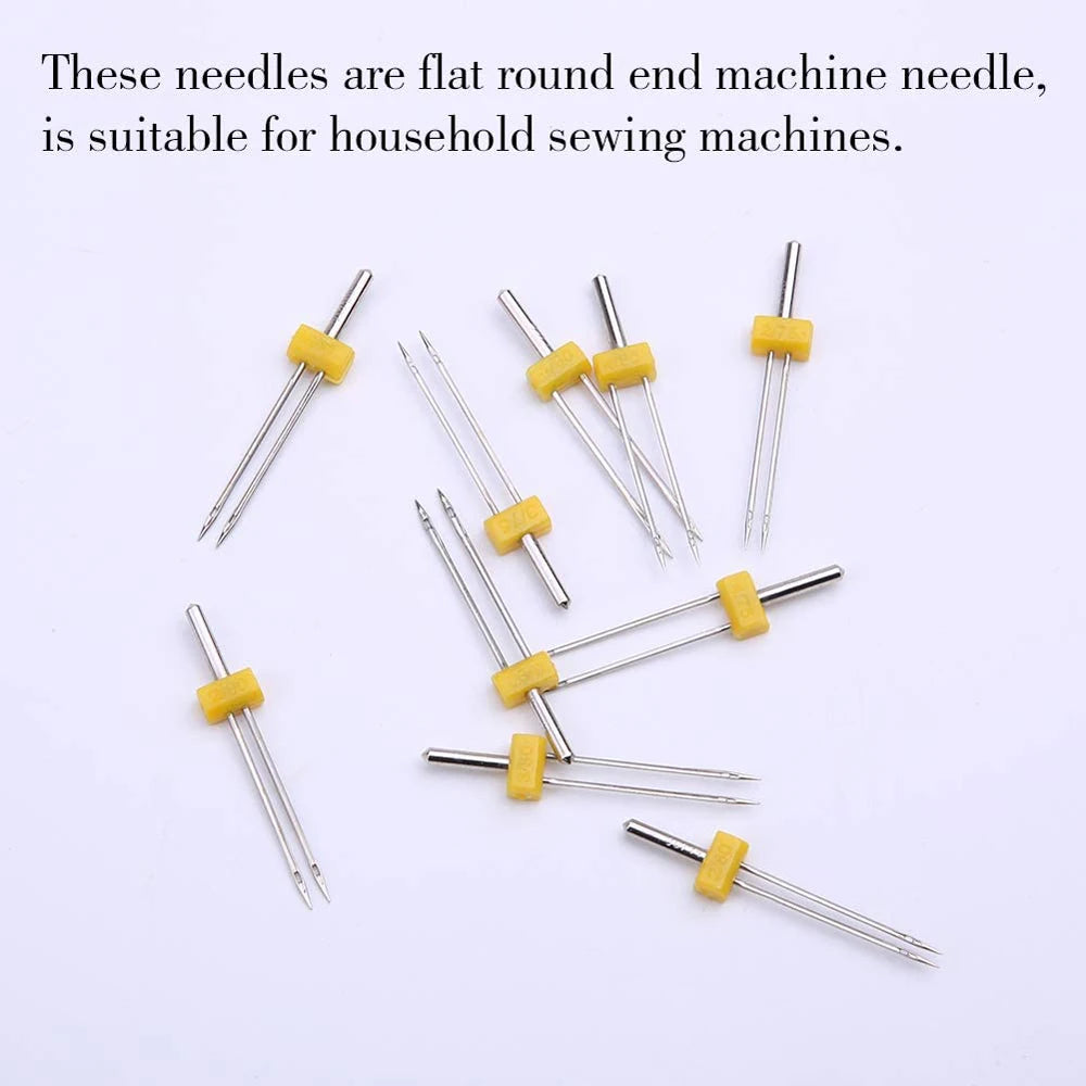 4-10PCS Sewing Machine Twin Needles Double Twin Stretch Needles Pins 3/75 3/80 3/90 Sewing Needles for Household Sewing Machine