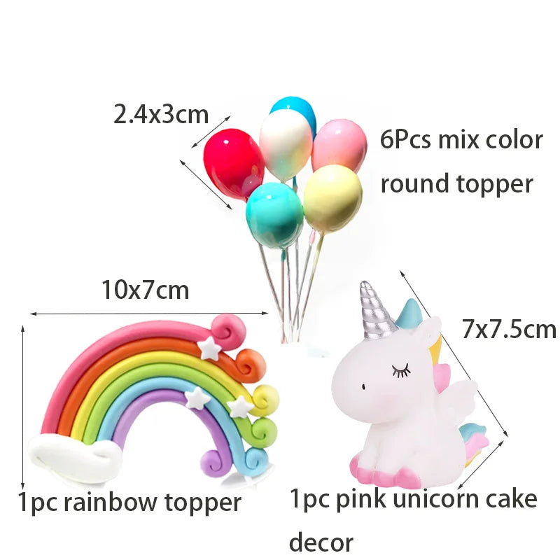 WEIGAO Rainbow Cake Toppers Unicorn Cloud Egg Balloon Cake Flags Decor Kids Birthday Party Cupcake Topper Wedding Unicorn Party