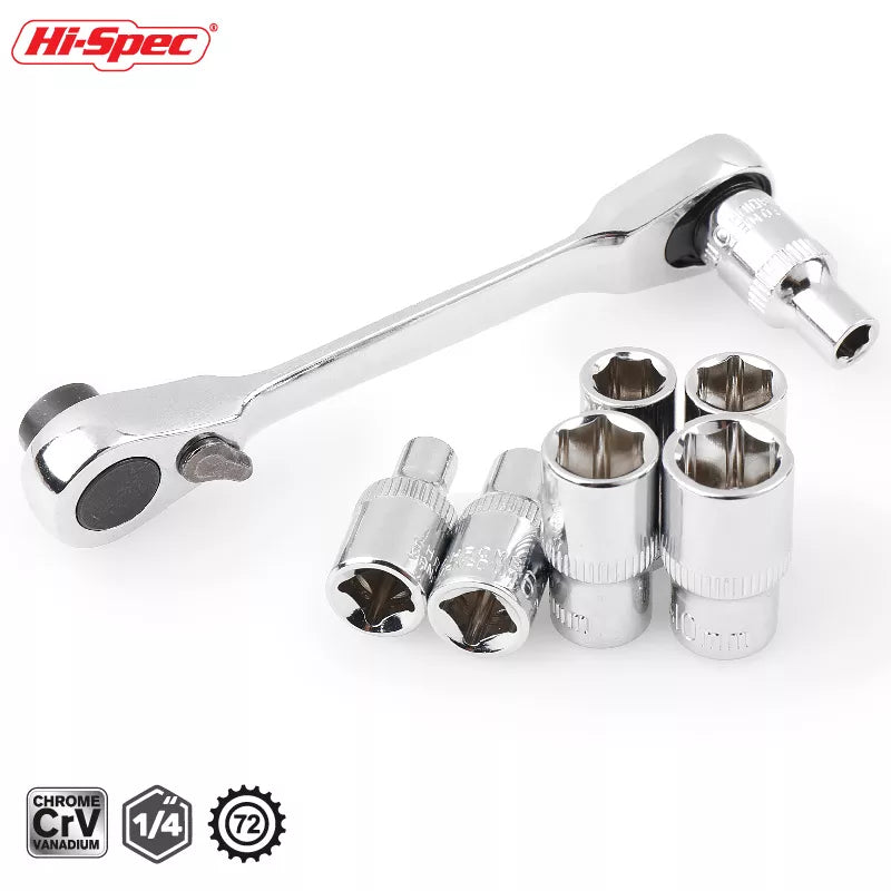 Mini treble 1/4 Ratchet Wrench Double Ended Quick Socket Ratchet Wrench Screwdriver Hex Torque Wrenches Set Spanner