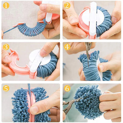 Pom-pom Maker 4 Sizes Pompom Maker Fluff Ball Weaver Needle DIY Craft Knitting Wool Tool Kit with Thread Cutter Scissors