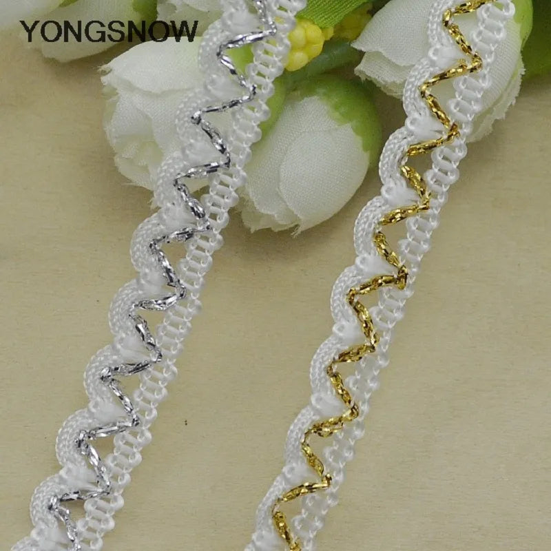 5m Gold Silver Lace Trim Ribbon Curve Lace Fabric Sewing Centipede Braided Lace Wedding Craft DIY Clothes Accessories Decoration