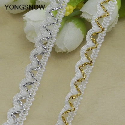 5m Gold Silver Lace Trim Ribbon Curve Lace Fabric Sewing Centipede Braided Lace Wedding Craft DIY Clothes Accessories Decoration