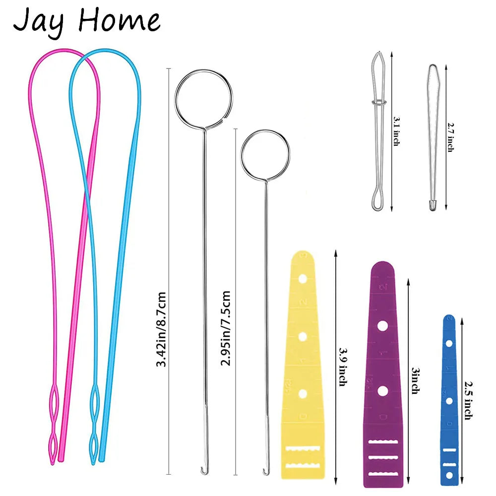 Flexible Drawstring Threader Sewing Threader Tool Sewing Loop Turner Hook Metal Tweezers Flat Plastic Threader DIY Sewing Tools