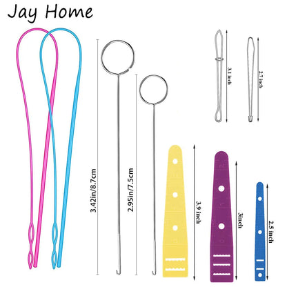 Flexible Drawstring Threader Sewing Threader Tool Sewing Loop Turner Hook Metal Tweezers Flat Plastic Threader DIY Sewing Tools