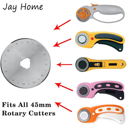 5/10PCS 45mm Rotary Blades Round Trimmer Fabric Rotary Cutter Replacement Blades with Plastic Box for Sewing Cutting Crafting