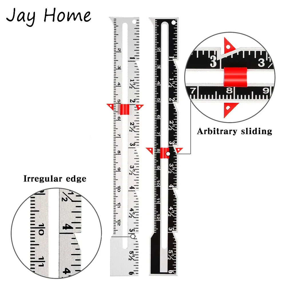 2/4PCS Sliding Gauge Sewing Measuring Tool Aluminum Quilting Ruler for Knitting Crafting Sewing Beginner Hemming Measuring