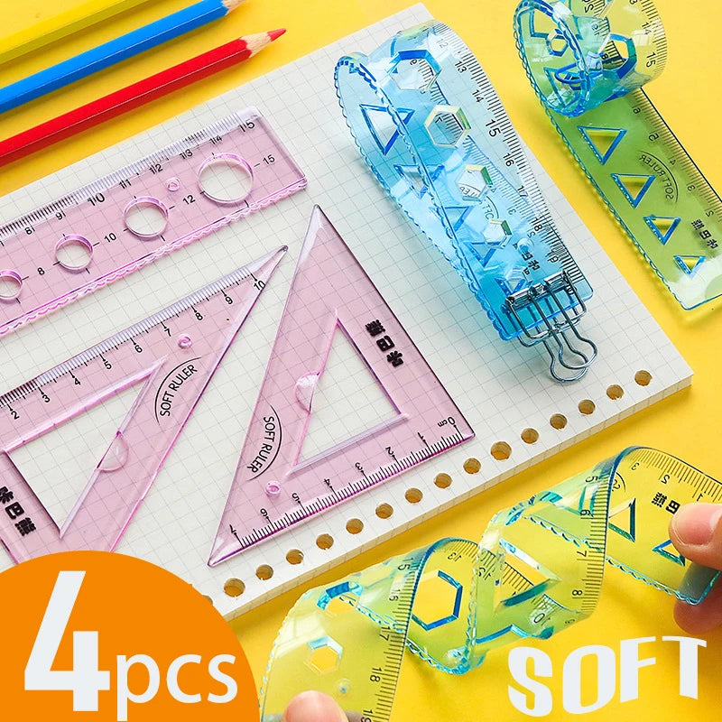 4Pcs/Set M&G Aluminum Ruler Set Metal/Plastic/Soft