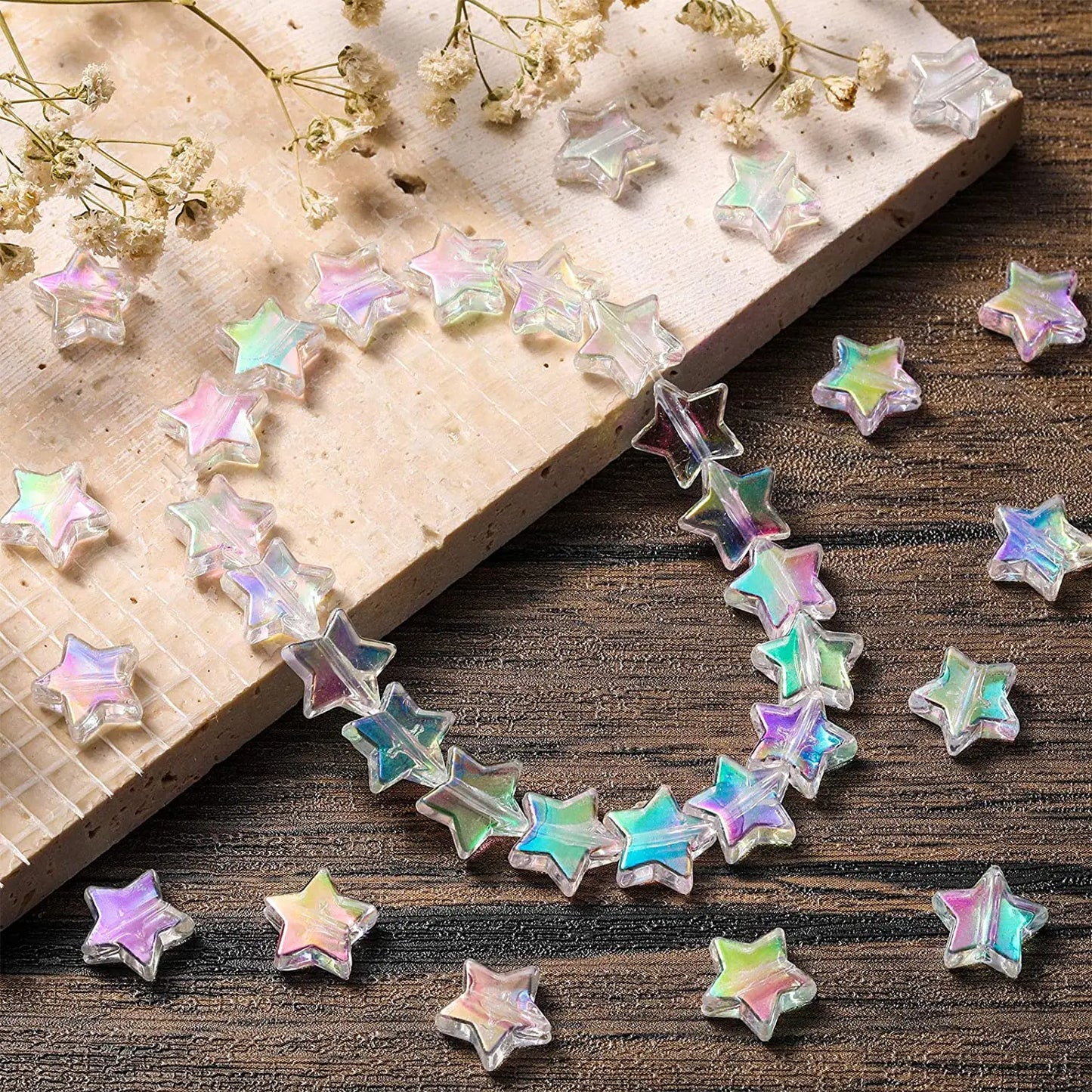 20PC/lot 8mm AB Color Star Beads Czech Glass Loose Spacer Beads for Jewelry Making Hairpin Handmade Diy Accessories