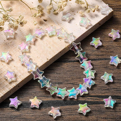 20PC/lot 8mm AB Color Star Beads Czech Glass Loose Spacer Beads for Jewelry Making Hairpin Handmade Diy Accessories