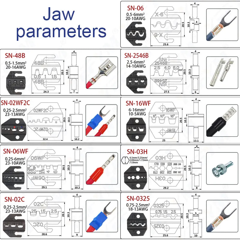 Crimping Pliers SN-48BS(=SN-48B+SN-28B) More Jaw for 2.8 4.8 6.3 VH3.96/Tube/Insulation Terminals Electrical Clamp Min Tools Set