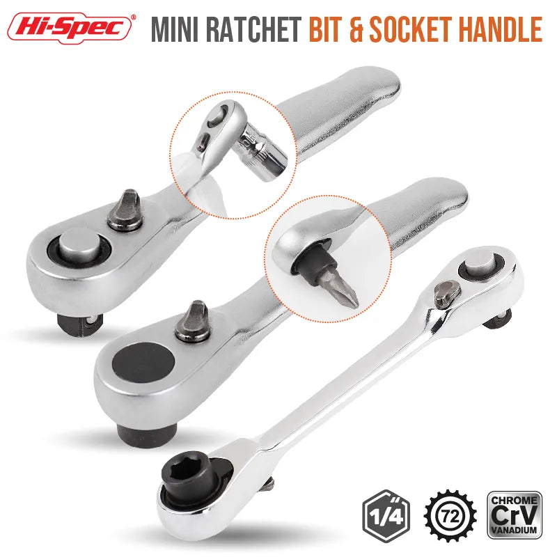 Mini treble 1/4 Ratchet Wrench Double Ended Quick Socket Ratchet Wrench Screwdriver Hex Torque Wrenches Set Spanner