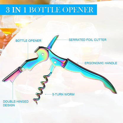 Wine Opener,Stainless Steel Double Hinge Corkscrew Professional Waiter Beer Bottle Opener and Foil Cutter Gift for Wine Lovers