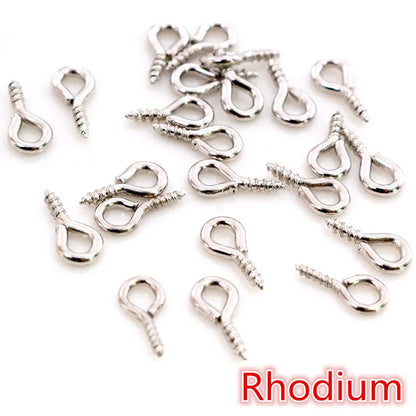 200pcs Small Tiny Mini Eye Pins Eyepins Hooks Eyelets Screw Threaded Stainless Steel Clasps Hook Jewelry Findings For Making DIY