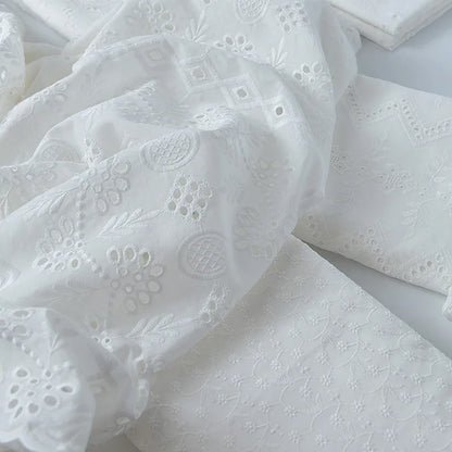 Embroidery Lace Fabric Water Soluble 100% Cotton Small Flower Embroidered For Sewing Clothes DIY Handmade By Meters