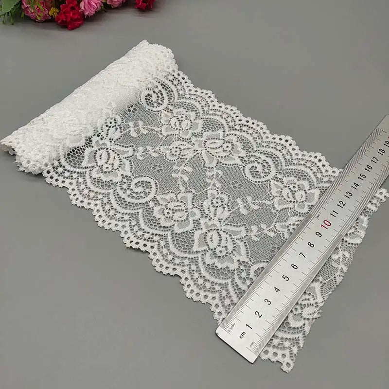 1 Yards High Quality 15CM/6Inch Wide Stretch Elastic Lace Ribbon White Ribbon Lace Trimmings for Sewing African Lace Fabric DIY