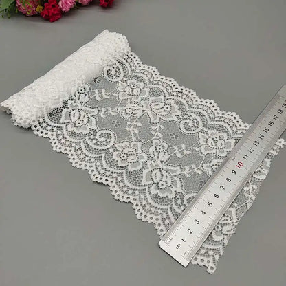 1 Yards High Quality 15CM/6Inch Wide Stretch Elastic Lace Ribbon White Ribbon Lace Trimmings for Sewing African Lace Fabric DIY