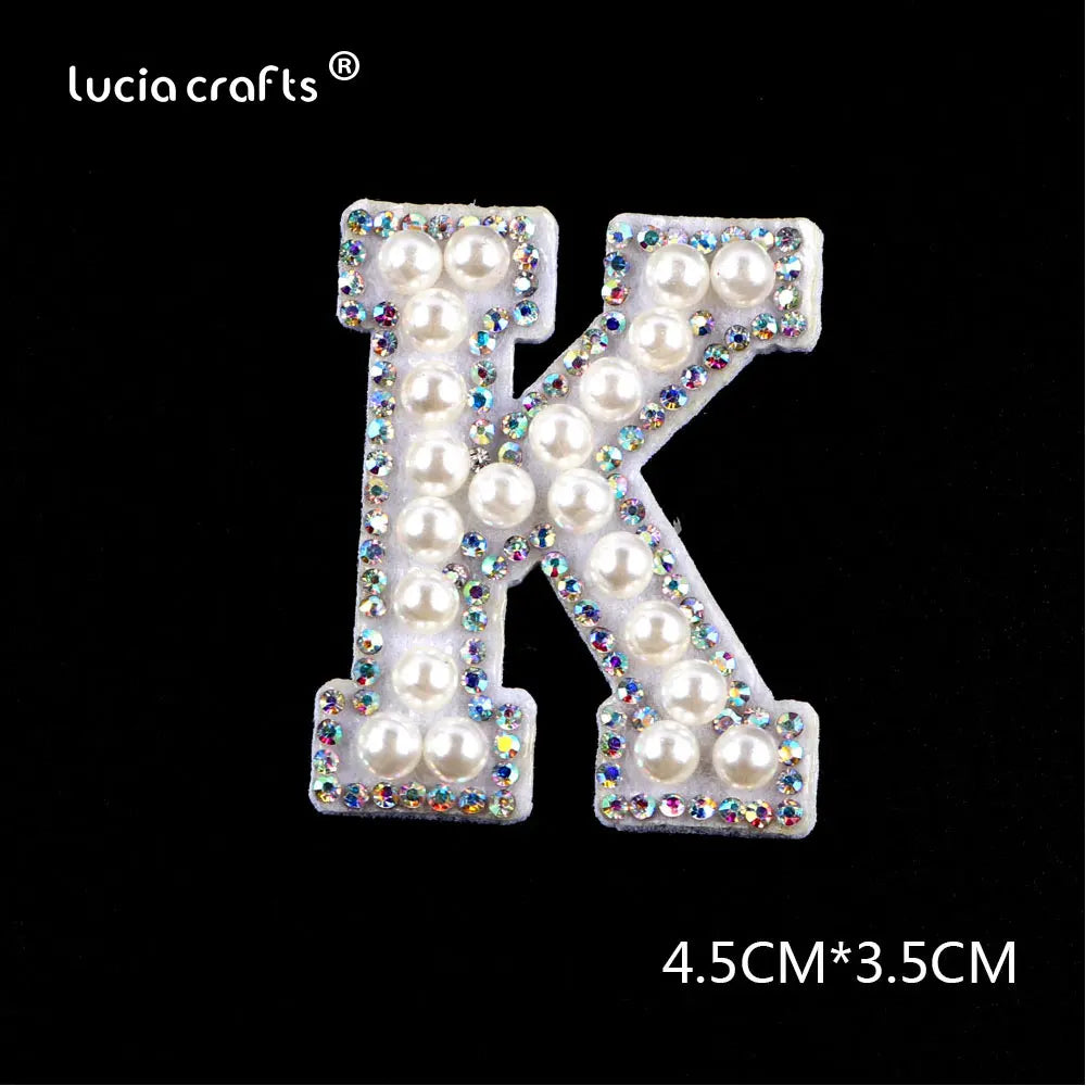 3D Handmade Pearl Bead  MRS/BRIDE Applique A-Z Letter Patch Rhinestone  For Handmade Weeding Dress Garment Hat Decoration L0722