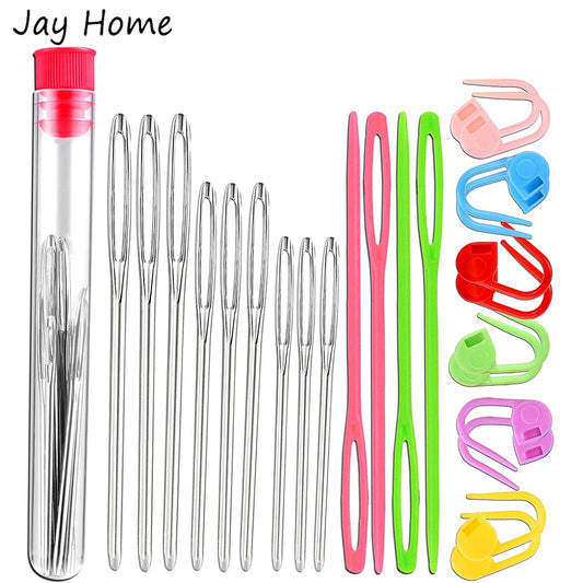 Large Eye Blunt Yarn Needles & Plastic Weaving Needles & Crochet Locking Counter Stitch Markers