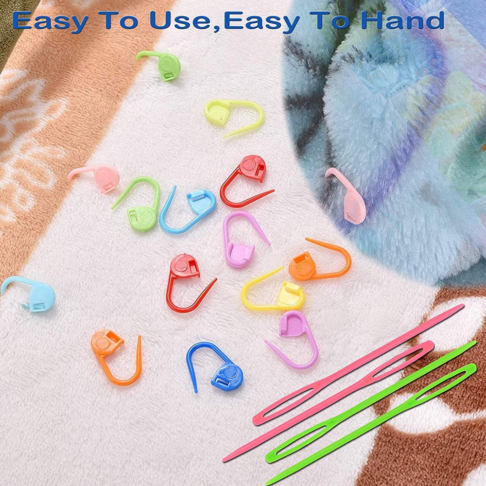 Large Eye Blunt Yarn Needles & Plastic Weaving Needles & Crochet Locking Counter Stitch Markers