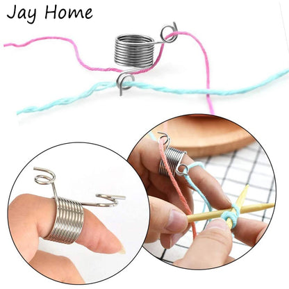 Yarn Guide Finger Holder Set Yarn Guide Separated Yarns Tools Metal Knitting Thimble for Crochet Knitting Crafting Accessories