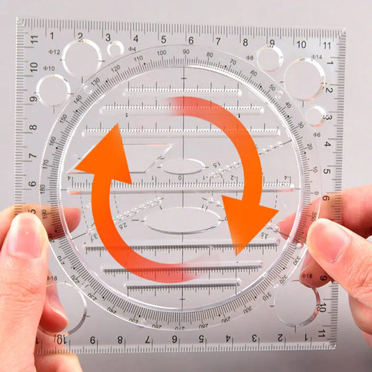 Multifunction Rotatable Drawing Template Ruler