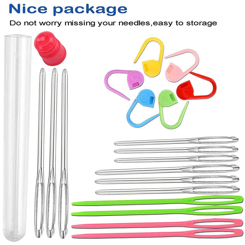 Large Eye Blunt Yarn Needles & Plastic Weaving Needles & Crochet Locking Counter Stitch Markers