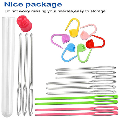 Large Eye Blunt Yarn Needles & Plastic Weaving Needles & Crochet Locking Counter Stitch Markers