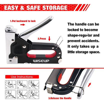 WISEUP 3 In 1 Nail Gun DIY Furniture Construction Stapler Upholstery Staple Gun With 600 Staples Home Decor Carpentry Tool