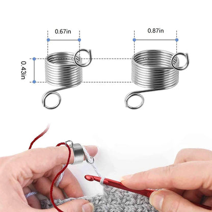 2PCS Metal Finger Thimble Yarn Guide 2 Size Finger Holder Knitting Thimble Ring for Crochet Knitting Crafts Weaving Accessories