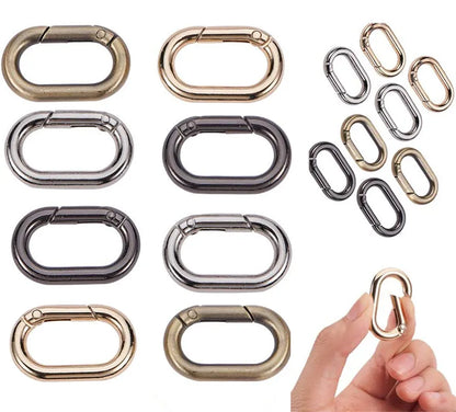 2Pcs Oval Spring O Ring Spring Keyring Buckle for Bags Handbag Connect Keychains Dog Chain Snap Clasp Clip Carabiner