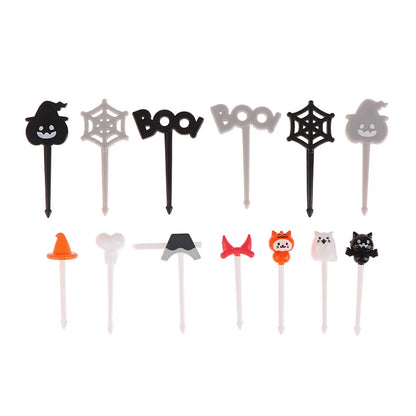 Halloween Salad Fork Pumpkin Shaped Appetizer Toothpick Cocktail Tasting Fork Cake Decoration Bento Box Accessories