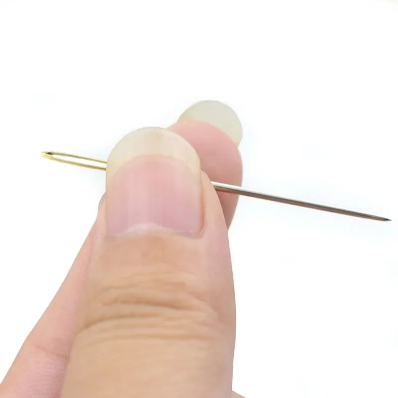 Leather Crafts Sewing Needle,Round Head Blunt Pint,Pointed Prism Sharp Tool for Embroidery Stitching Gold Tail Big Eye Needles