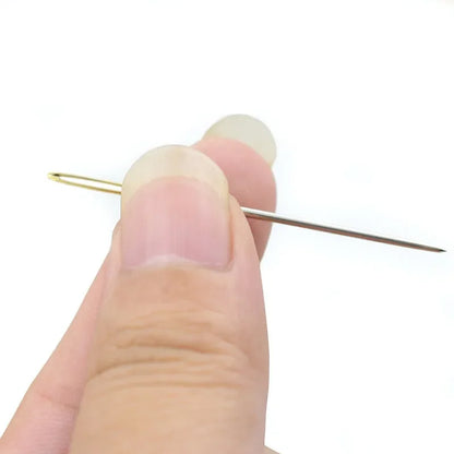 Leather Crafts Sewing Needle,Round Head Blunt Pint,Pointed Prism Sharp Tool for Embroidery Stitching Gold Tail Big Eye Needles