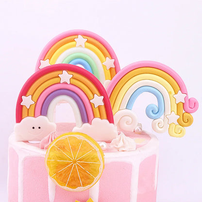 Rainbow Birthday Cake Decoration Cute Cartoon Rainbow Cake Toppers Kids Girls Happy Rainbow Cloud Unicorn Birthday Cupcake Decor