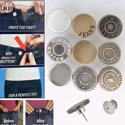 Detachable Adjustable Jean Snap Fastener Metal pin Pants Buttons for Clothing Perfect Fit Waist Buckles Sewing-free DIY 17mm