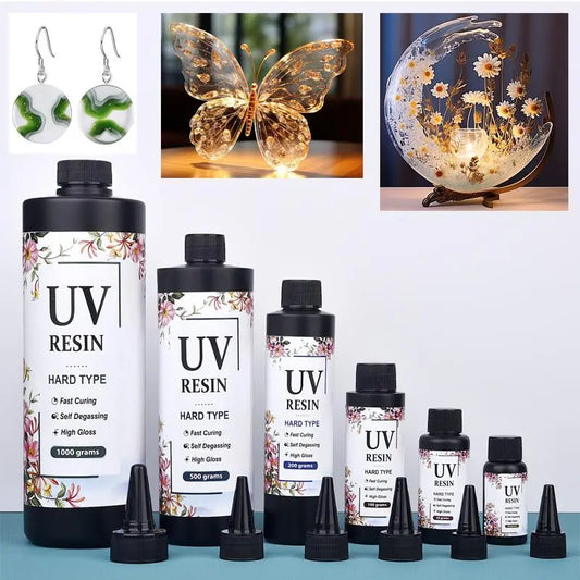 UV Resin Glue 20/50g/100g/200g/500/1000g Epoxy Resin and UV Lamp High Transparency Fast Drying and High Hardness for DIY Jewelry