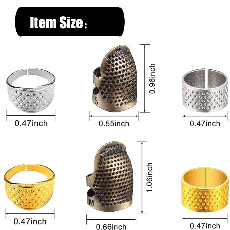 2Pcs Household Finger Protector Antique Thimble Ring Handworking Needle Thimble Needles Craft Household DIY Sewing Tools