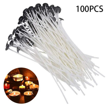 2.6-20cm 100 PCS Candle Wicks Smokeless Wax Pure Cotton Core For DIY Candle Making Pre-Waxed Wicks Party Supplies