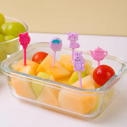 Plastic Cartoon Animal Dinosaurs Fruit Fork Kids Lunchforks Cake Dessert Food Fruit Fork Party Decoration Bento Box Accessories