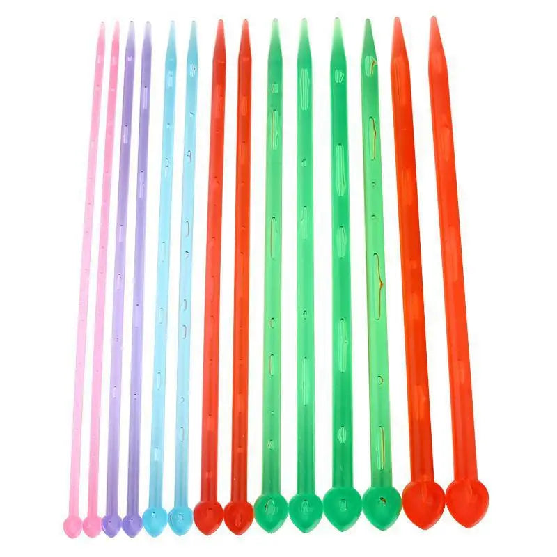 Single Point Straight Knitting Needle, Plastic Knitted Needlework, Acrylic Crystal Needles for Sweater, 14Pcs