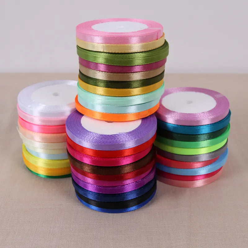 25/40mm Silk Satin Ribbons 22Meters/Roll Wedding Chair Decoration DIY Crafts Supplies White Red Green Blue Pink Purple Gray Ribbons