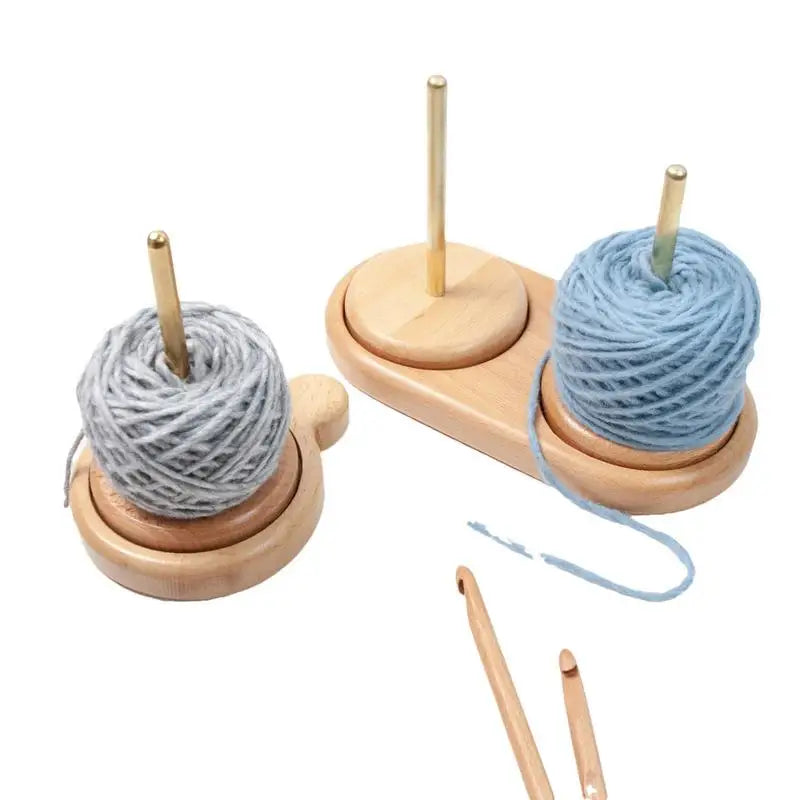 Yarn Holder Wooden Spinning Knitting Tools Beginner Crochet Accessories Stand Sewing Thread Spool Wool Ball Winder Rotation