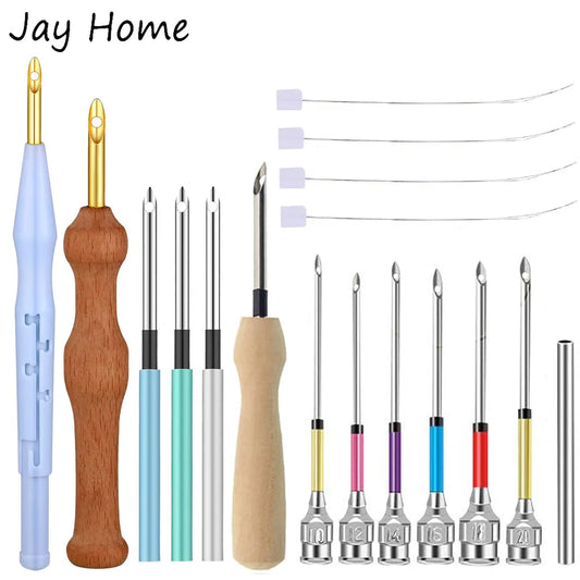 Punch Needle Beginners Supplies Kit 6Pcs Punch Needle Tool with Adjustable Rug Yarn Punch Needle for Cross Stitch Tools Kit