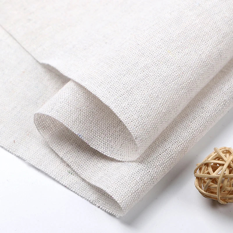 Raw Cloth Cotton Linen Fabric Greige for Sewing Scrims Patchwork DIY Handmade by Half Meter