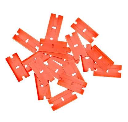 100 Pieces Two Cutting Plastic Razor Blade Label Clean Razor Glue Remover Window Glass Clean Scraper Car Wrap Sticker Squeegee