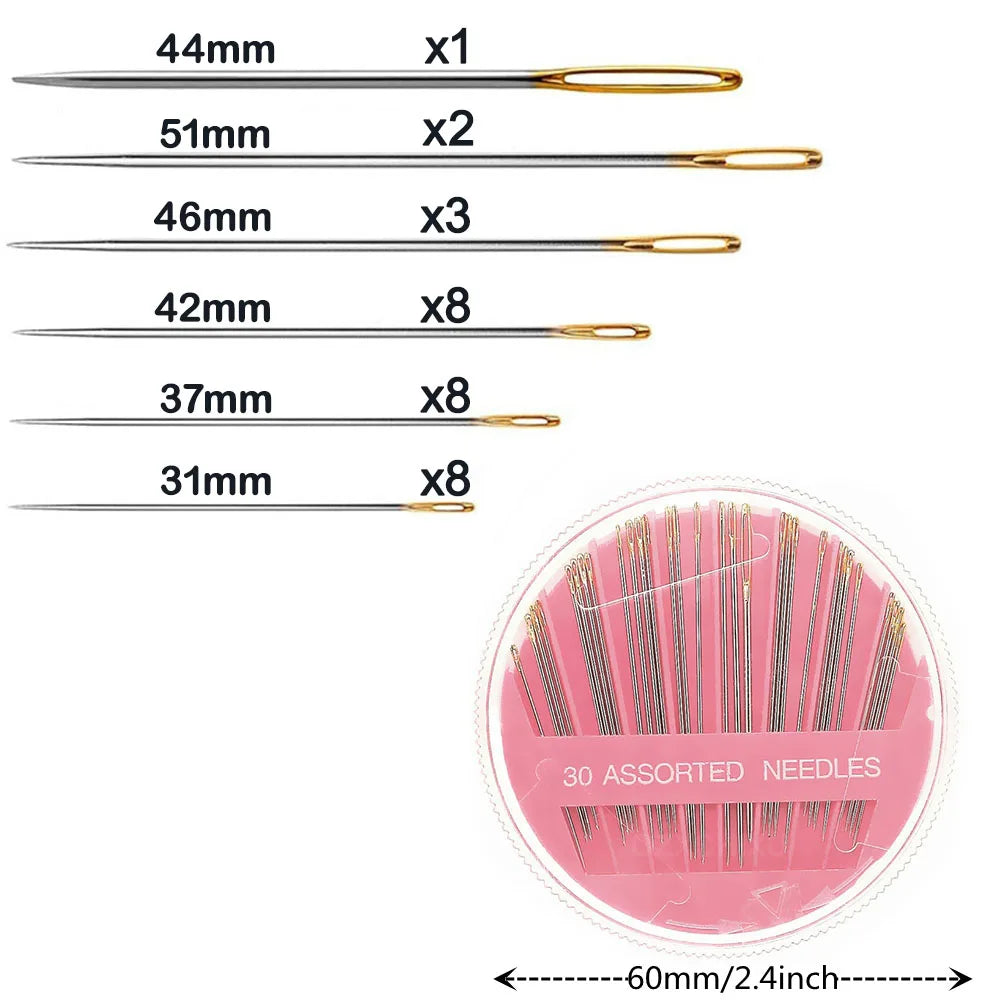 High quality 1 Pack=(30pc) Compact Assorted Hand Sewing Needles for Embroidery Mending Craft Quilt Sew AA7362-1